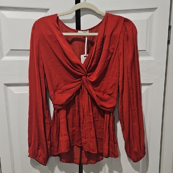 Pleione Tops - Red Knot Front Blouse